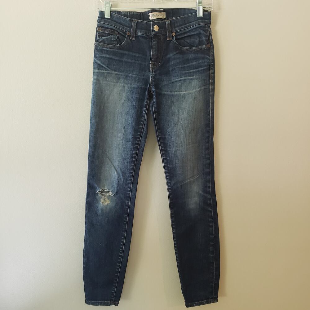 Madewell Skinny Skinny Jeans Dark Wash Distressed Size 28